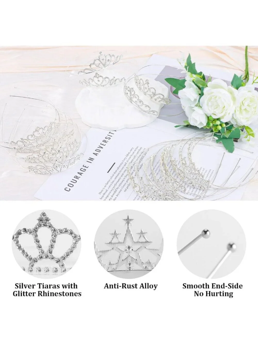 20 Pcs Silver Tiaras & Crowns for Women & Girls - Princess Headbands for